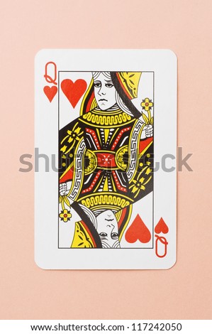 heart queen of playing card on white background