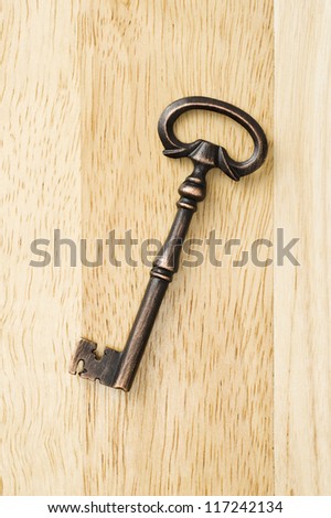 antique keys on wooden table