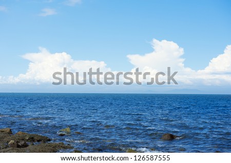 blue sky and sea, summer landscape of Japan