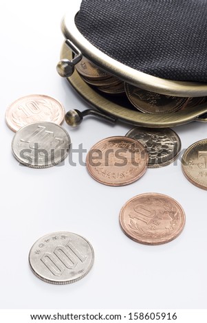 retro black cloth purse with coins