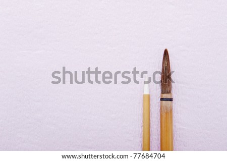 Writing brush on Japanese paper