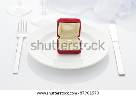 Dishes and pearl ring