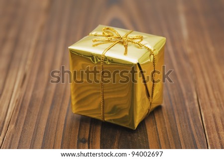 Set of gift boxes on wood floor