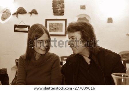 VARAZZE, SAVONA, ITALY MAY 8 - Hackett and his wife Jo in a private party,Varazze Italy May 8 2015
