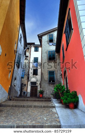 view of pignone, spezia, italy (orange flag) The village has been reviewed as one of the most beautiful villages in Liguria Italy