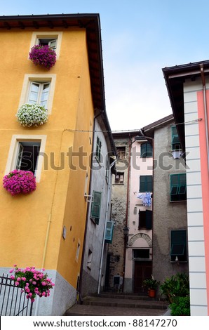 view of pignone, la  spezia, italy (orange flag) The village has been reviewed as one of the most beautiful villages in Liguria Italy