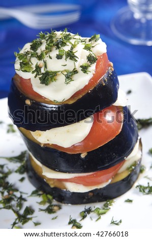 stuffed eggplant with tomato and cheese