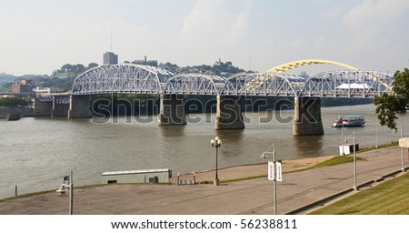 The Purple People Bridge Over Ohio River Connecting Newport, Kentucky to downtown Cincinnati