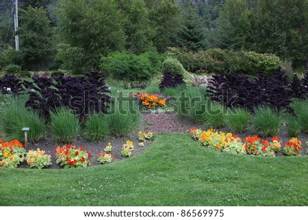 Landscaped Flower Beds in a Botanical Garden, Skagway, Alaska