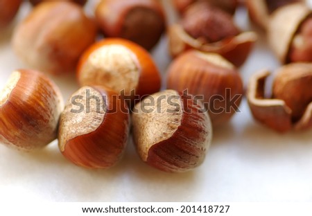 Dried Hazelnuts in closeup