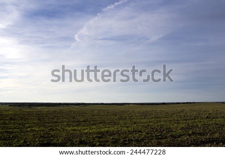 arable land and blue sky in Portugal
