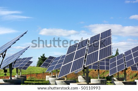 Photovoltaic panels in solar park.
