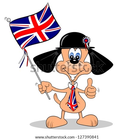 A Cartoon Dog With British Union Jack Flag And Tie Stock Vector 