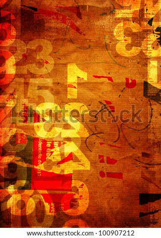 retro style numbers-background in grunge style