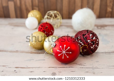 christmas decoration ornament on the wooden table