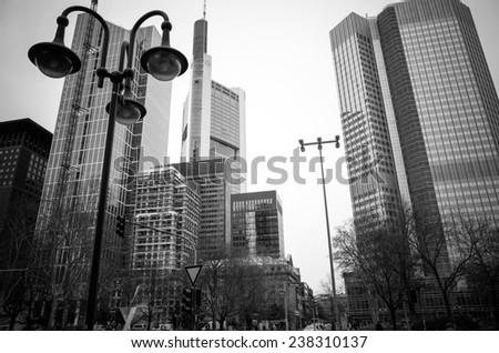 FRANKFURT, HESSE-February 12 : Frankfurt am Main.Frankfurt is the largest city in the German state of Hesse and the fifth-largest city in Germany,February 12,2014 in Frankfurt, Germany.