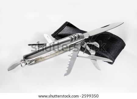 Pocket knife on white background