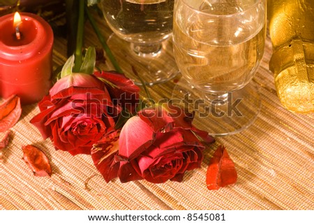 scarlet sweetheart rose and champagne