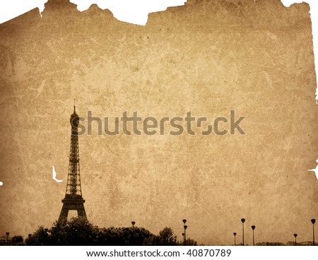 old-fashioned The Eiffel Tower paris france -  with space for text or image