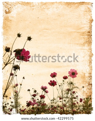 old flower worn paper texture background