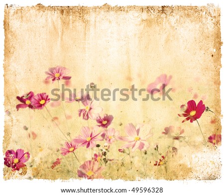old flower worn paper texture background