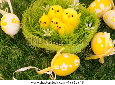 easy easter eggs designs. stock photo : easter chick