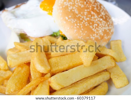 American cheese burger with egg