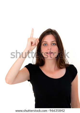 I\'ve got an idea - picture of attractive young woman with her finger up