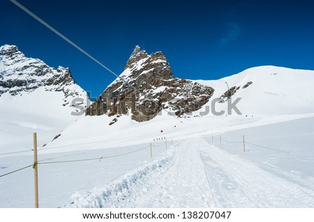 Snow Walking path in to the snow mountain for ski player