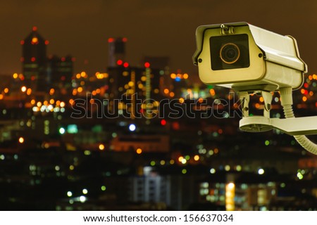 CCTV with Blurring City in background
