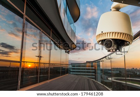 CCTV operating outside office balcony