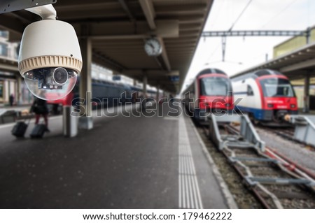 CCTV Camera Operating on train station platform