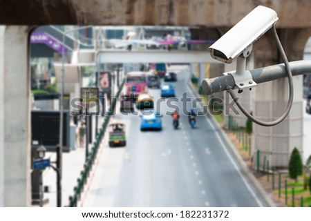 CCTV Camera Operating on road detecting traffic