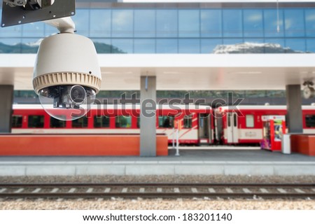 CCTV Camera Operating with train station in background