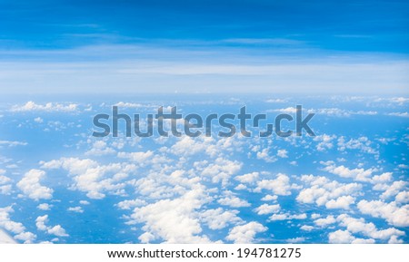Blue sky with cloud bird eye view