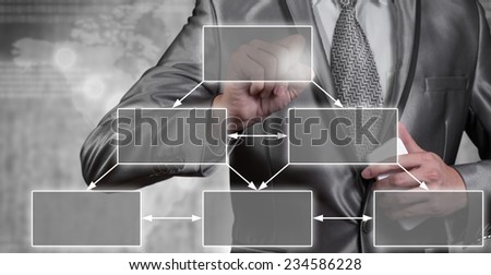 Businessman making decision on empty chart