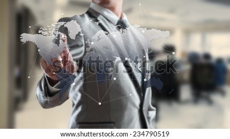 Businessman working with globalization marketing concept