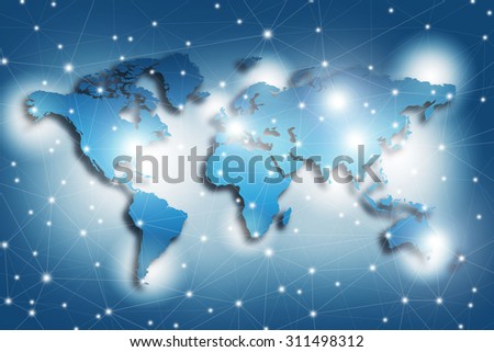 Globalisation concept, image of world map with connecting dots