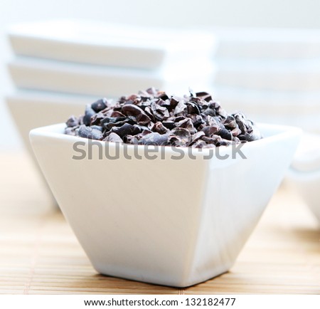 A bowl full of healthy cacao nibs