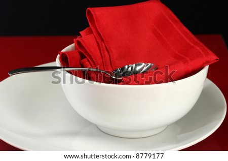 Modern style dishware and linen set on the table