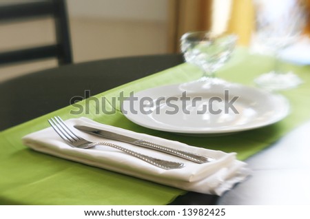 A table set for dinner with special effect focus