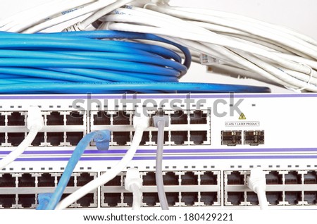 Photo of big server and wires.