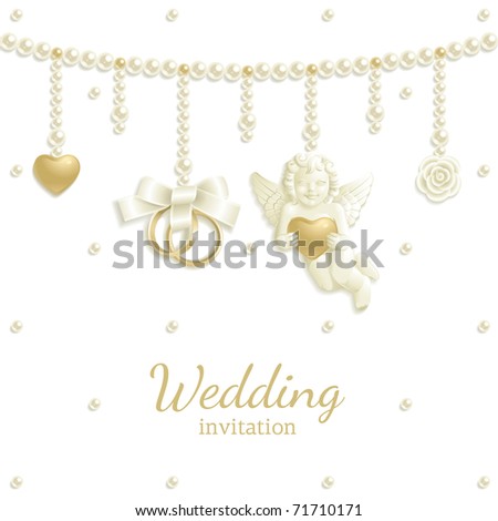 stock vector Wedding background with rings pearls and other jewels