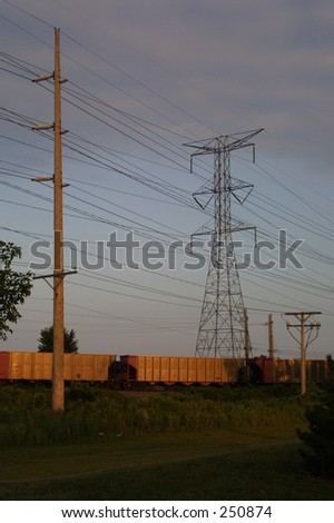 train and power lines