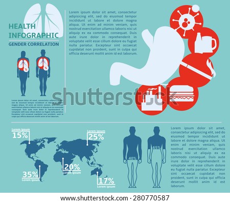 Health medical info infographic template stomach harm statistics vector