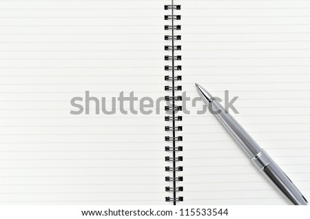 Notebook with Ballpoint pen (on white background)