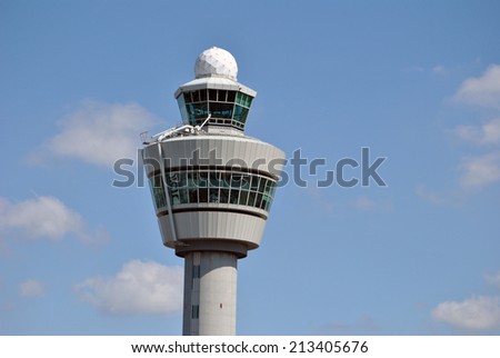 AMSTERDAM/SCHIPHOL, 27 AUGUST 2014 - Air traffic control tower at Amsterdam Airport Schiphol