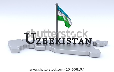 Uzbekistan stencil map with flag
