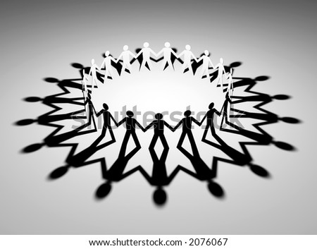 stock photo : Mystical circle. figures holding hands together in a circle