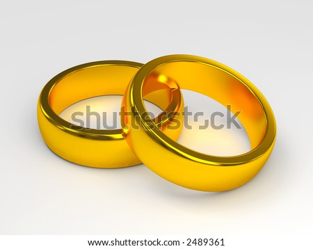 stock photo linked gold wedding rings on white background